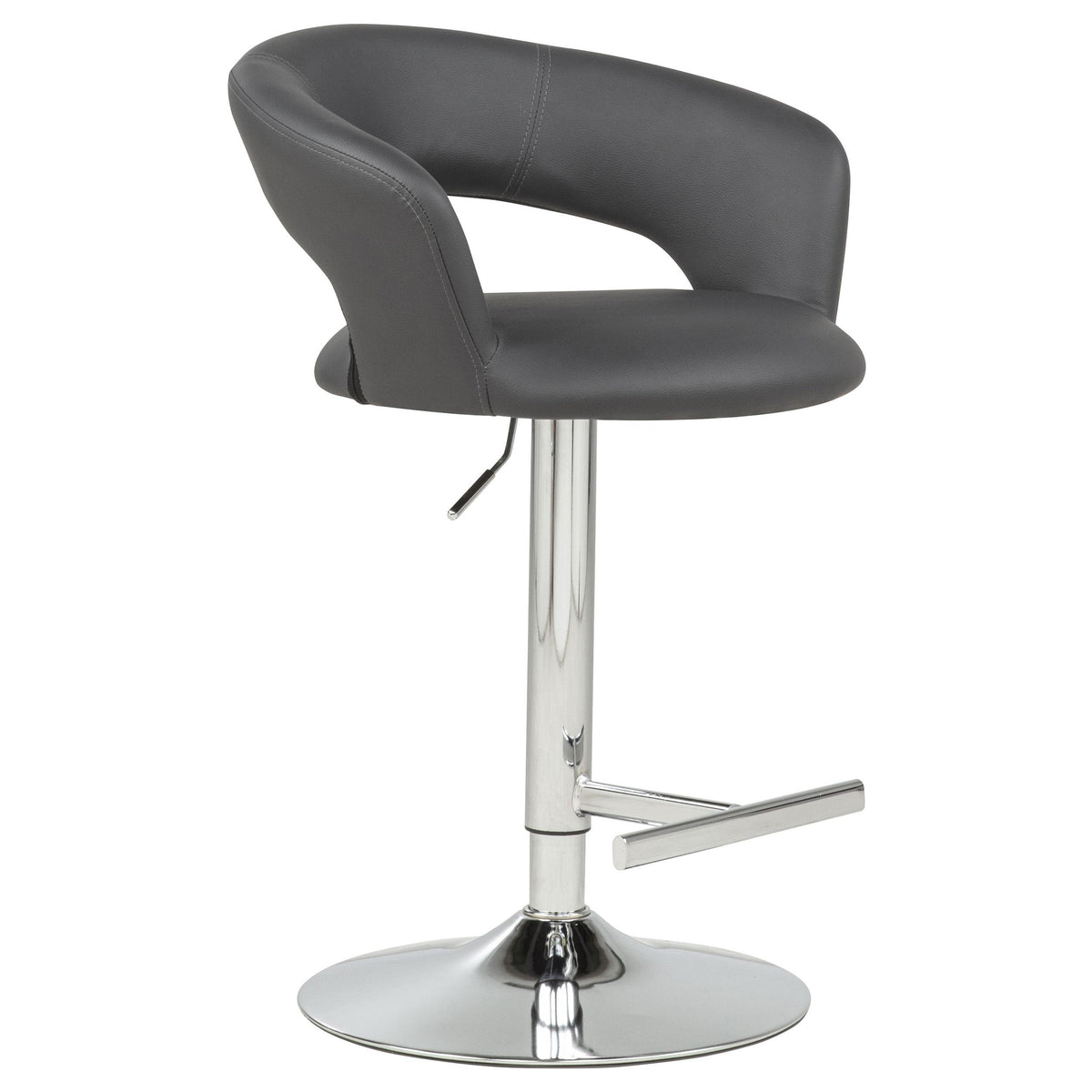 Travia Gray/Chrome Adjustable Leatherette Swivel Bar Stool from Coaster - Luna Furniture