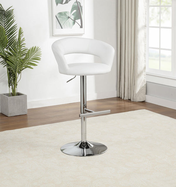 Travia White/Chrome Adjustable Leatherette Swivel Bar Stool
