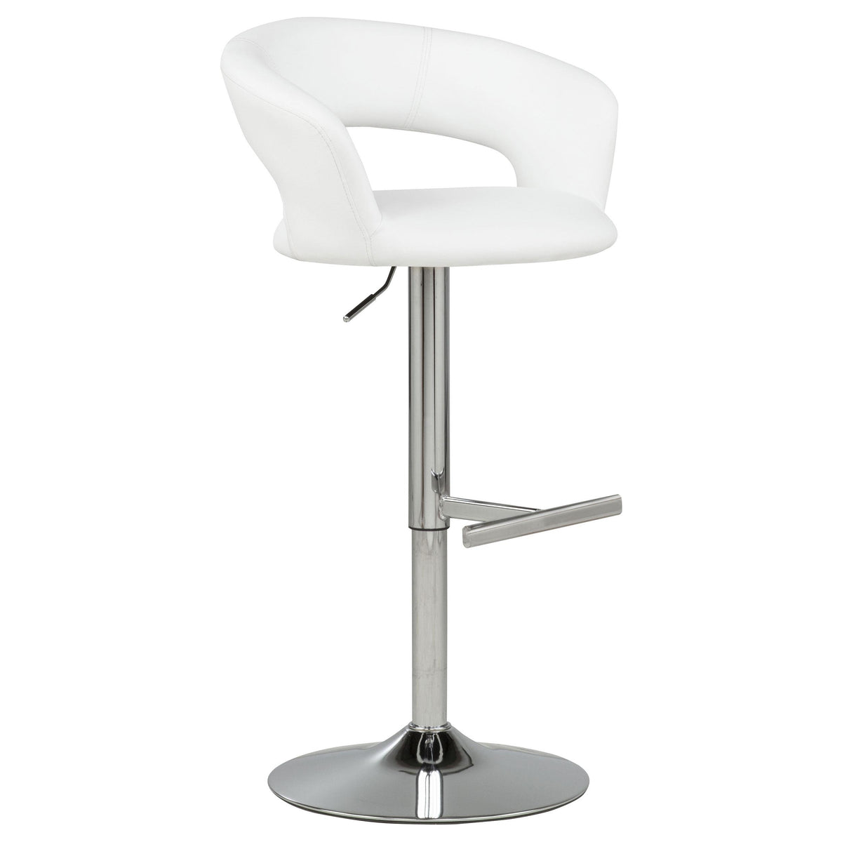 Travia White/Chrome Adjustable Leatherette Swivel Bar Stool from Coaster - Luna Furniture