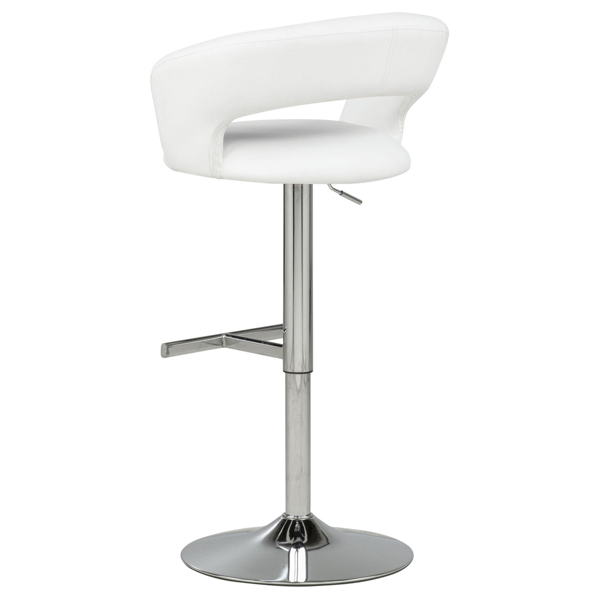 Travia White/Chrome Adjustable Leatherette Swivel Bar Stool from Coaster - Luna Furniture