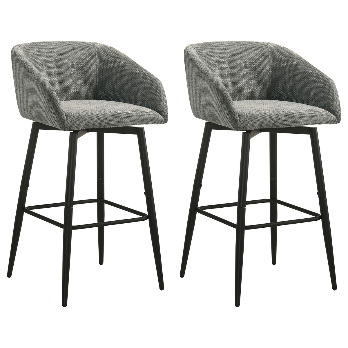 Rainer Charcoal Fabric Upholstered Swivel Bar Chair, Set of 2 from Coaster - Luna Furniture