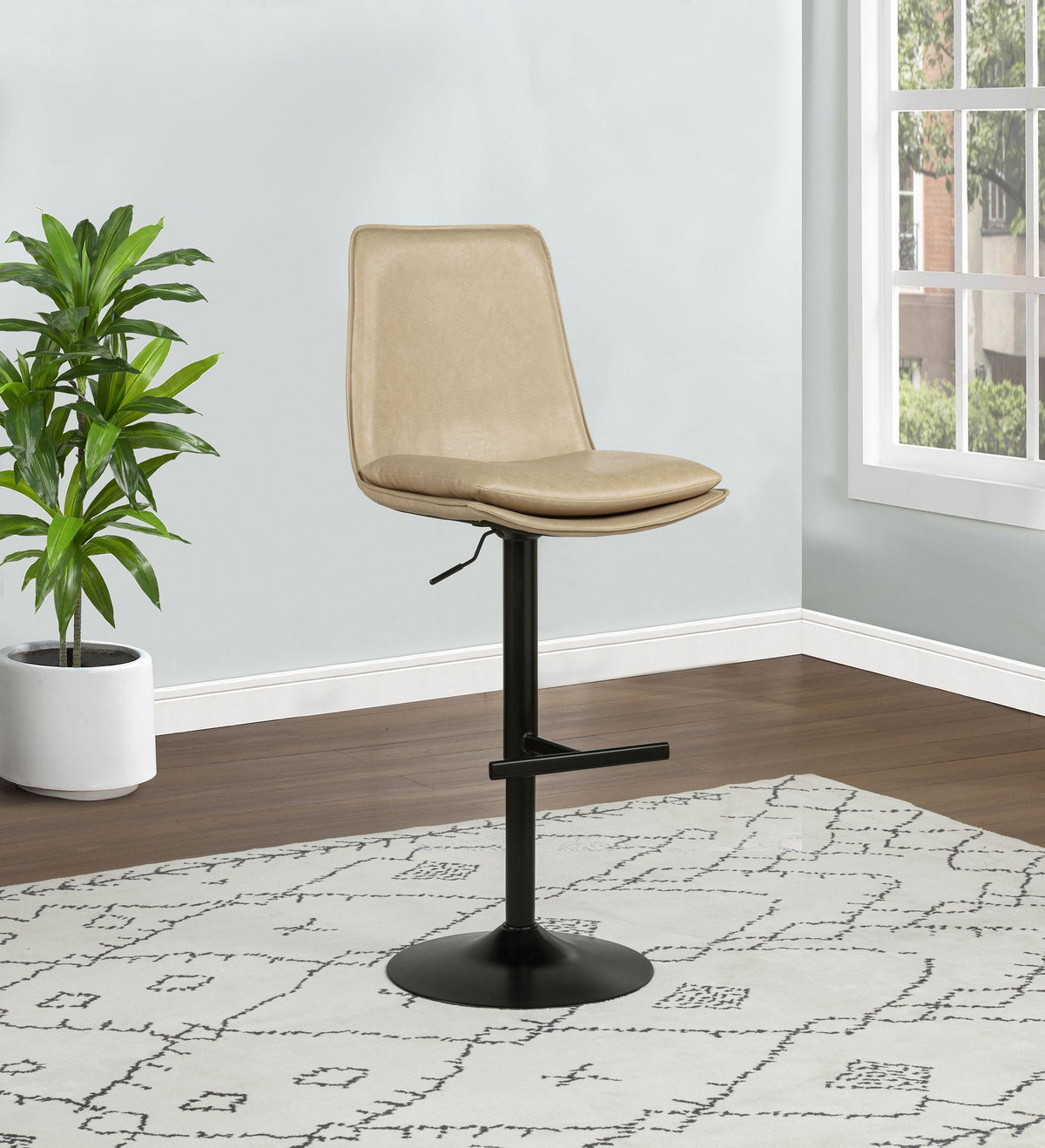 Eldridge Tan / Black Faux Leather Upholstered Adjustable Bar Stool from Coaster - Luna Furniture
