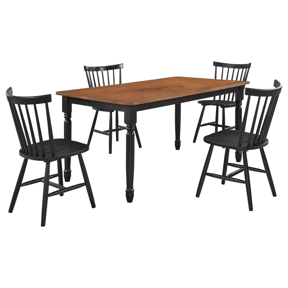 Hollyoak Walnut and Black 5-Piece Rectangular Dining Set from Coaster - Luna Furniture