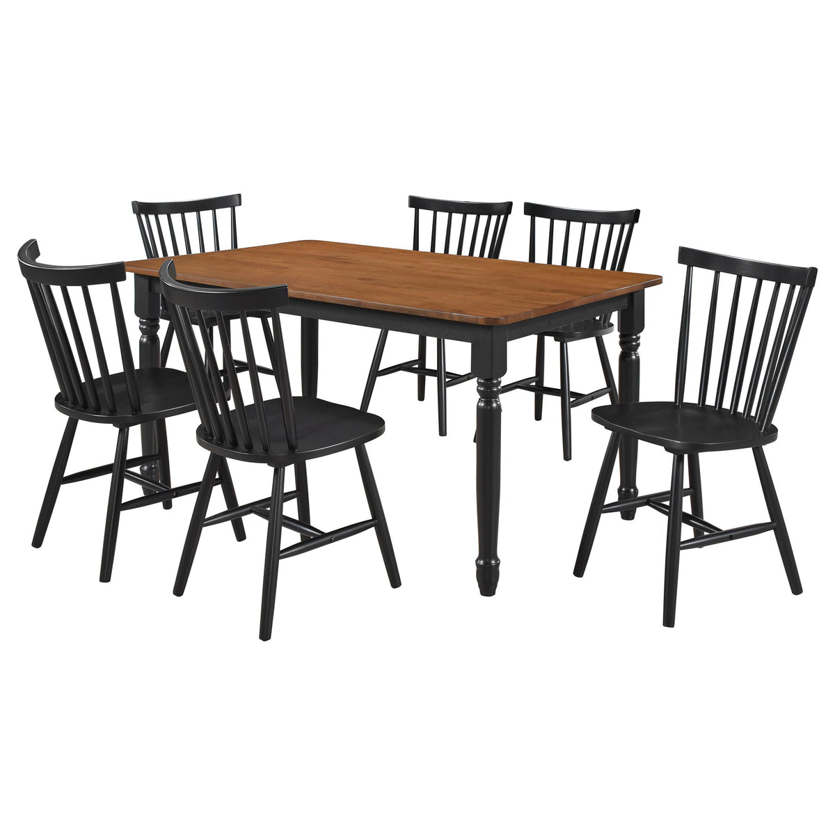 Hollyoak Walnut and Black 7-Piece Rectangular Dining Set from Coaster - Luna Furniture