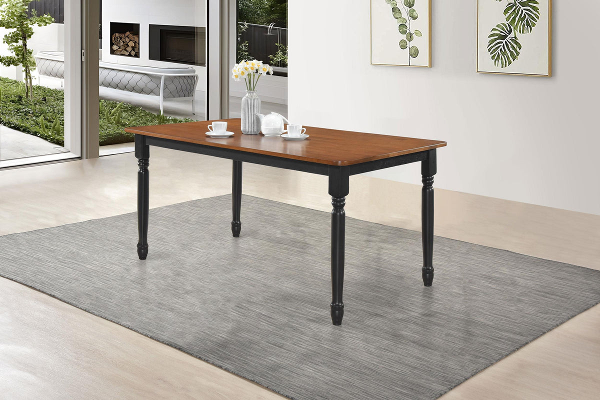 Hollyoak Walnut and Black Farmhouse Rectangular Dining Table with Turned Legs from Coaster - Luna Furniture