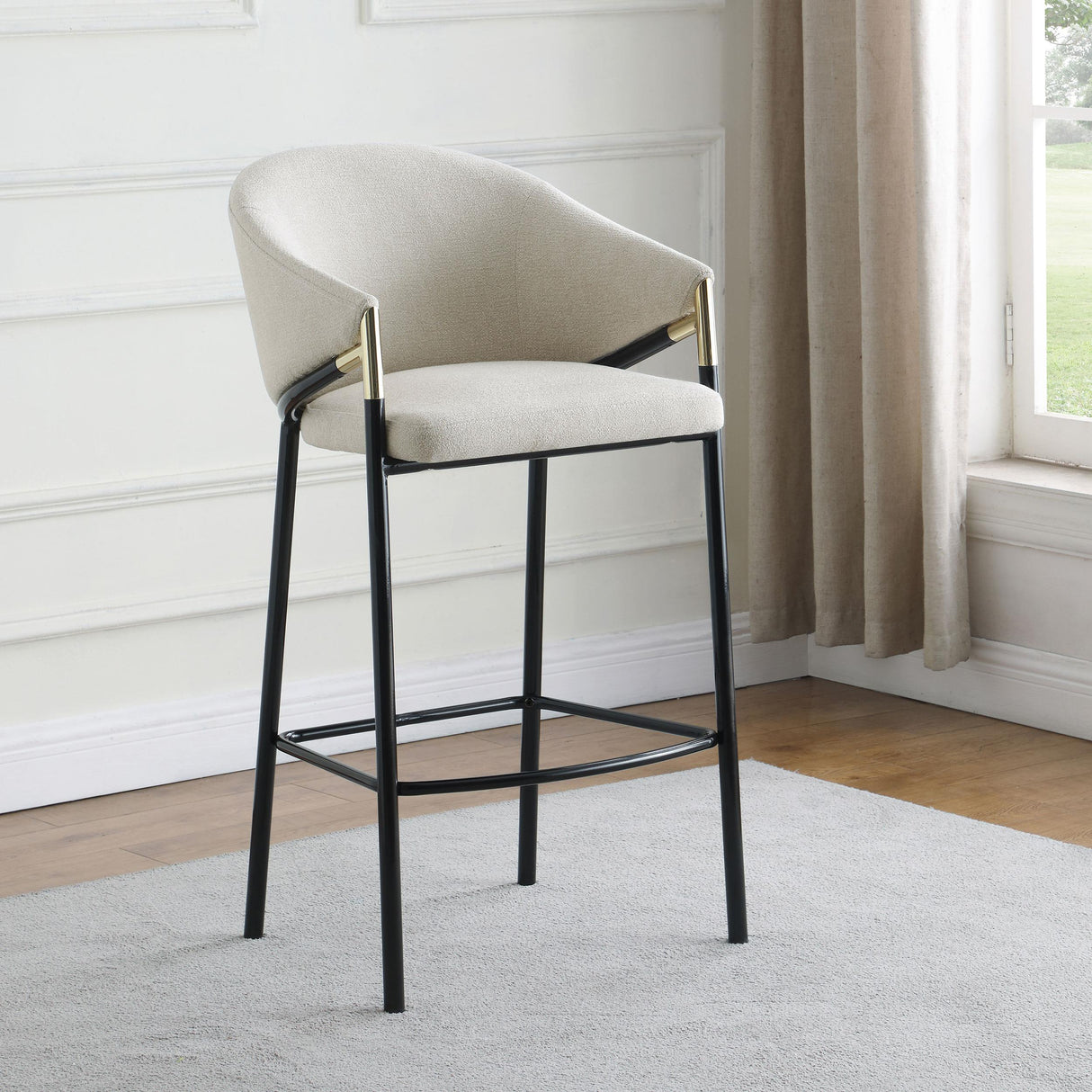 Chadwick Beige and Glossy Black Sloped Arm Bar Stools, Set of 2 from Coaster - Luna Furniture