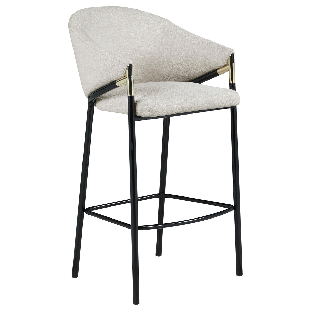 Chadwick Beige and Glossy Black Sloped Arm Bar Stools, Set of 2 from Coaster - Luna Furniture