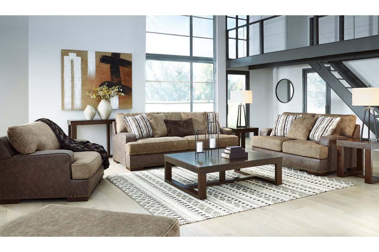 Alesbury Chocolate Sofa, Loveseat, Oversized Chair and Ottoman from Ashley - Luna Furniture