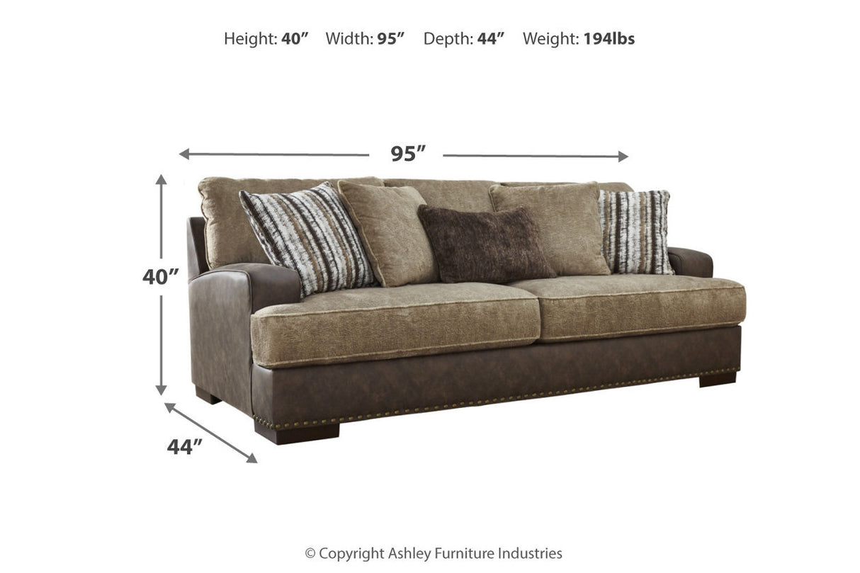 Alesbury Chocolate Sofa, Loveseat, Oversized Chair and Ottoman from Ashley - Luna Furniture