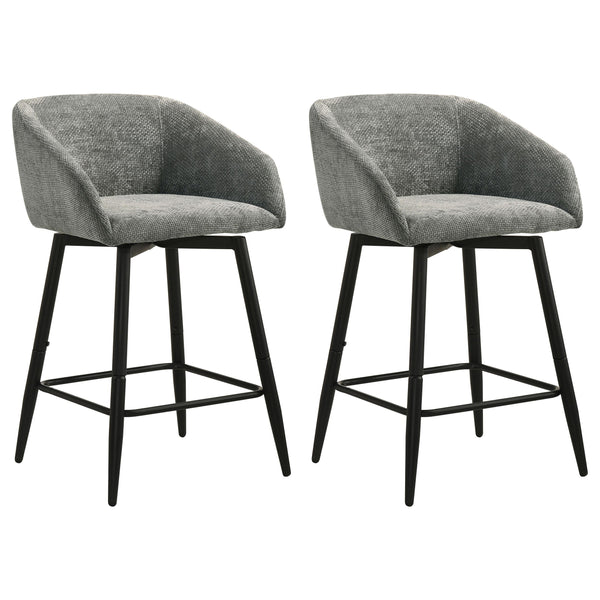 Rainer Charcoal Fabric Upholstered Swivel Counter Height Chair, Set of 2