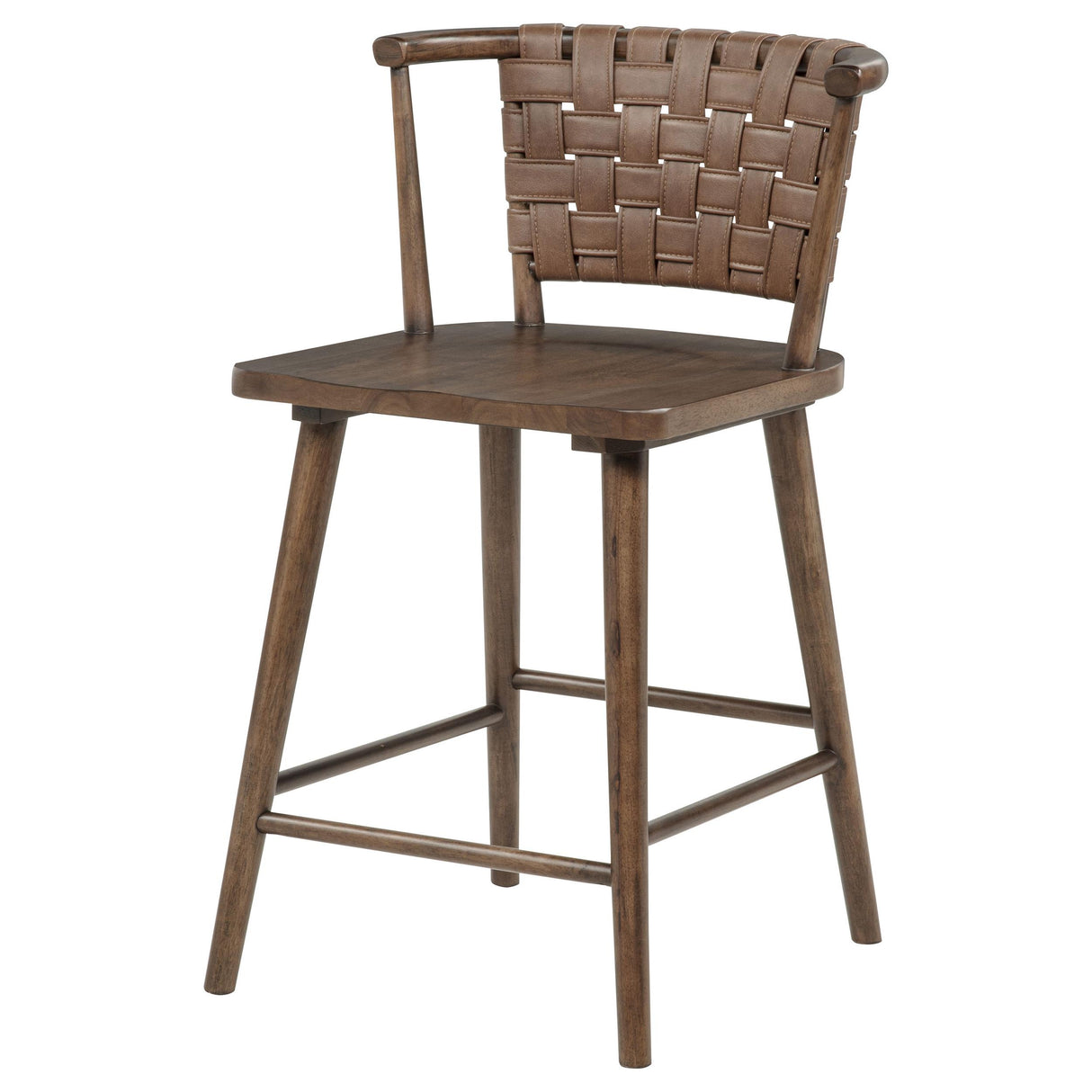 Tallis Brown / Walnut Woven Leatherette Back Counter Chair (Set of 2) from Coaster - Luna Furniture