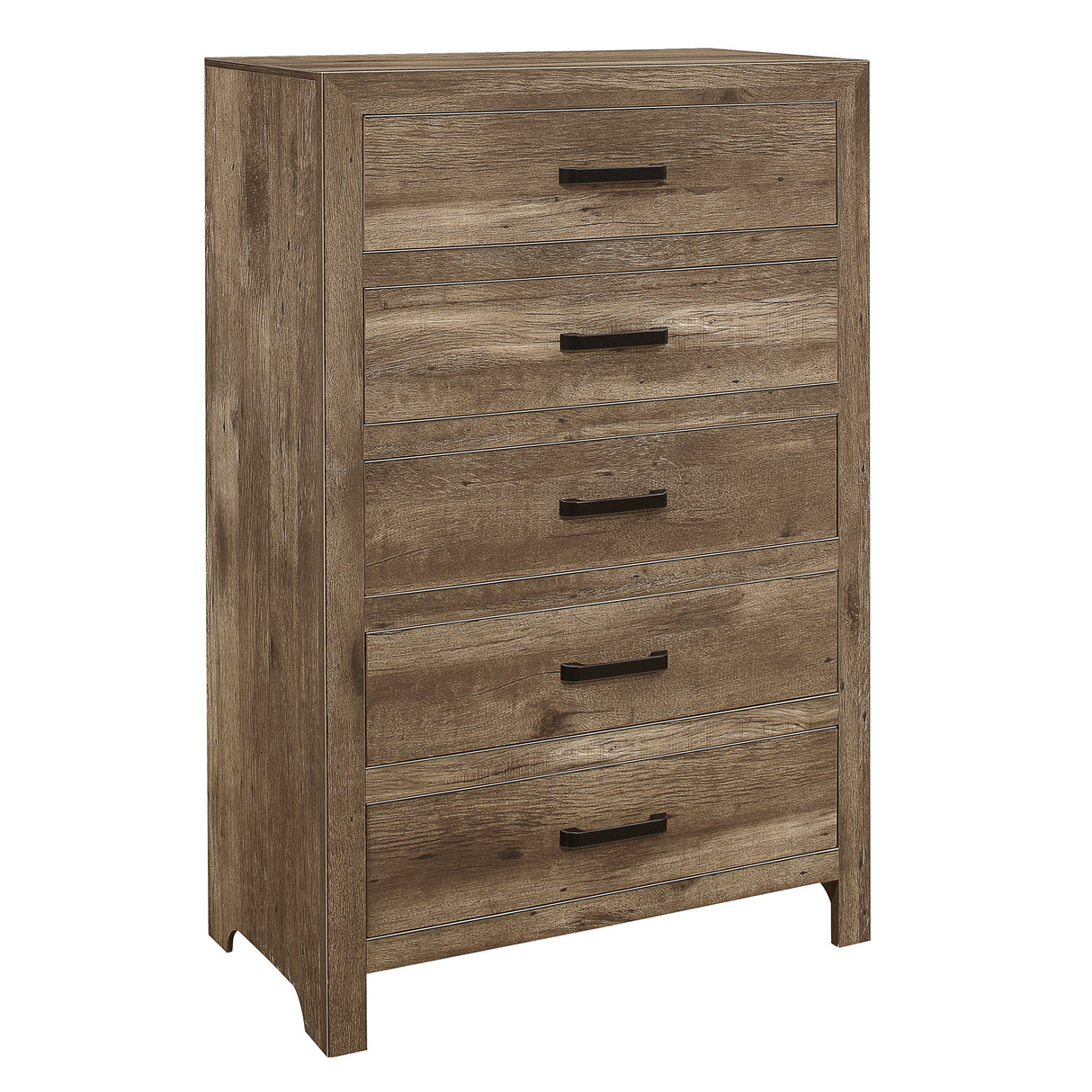 Mandan Weathered Pine 5-Piece Bedroom Set (Queen Bed, Nightstand, Dresser, Mirror, Chest) from Homelegance - Luna Furniture