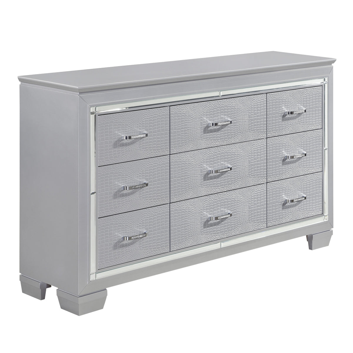 Allura Silver Queen Bed, LED Lighting