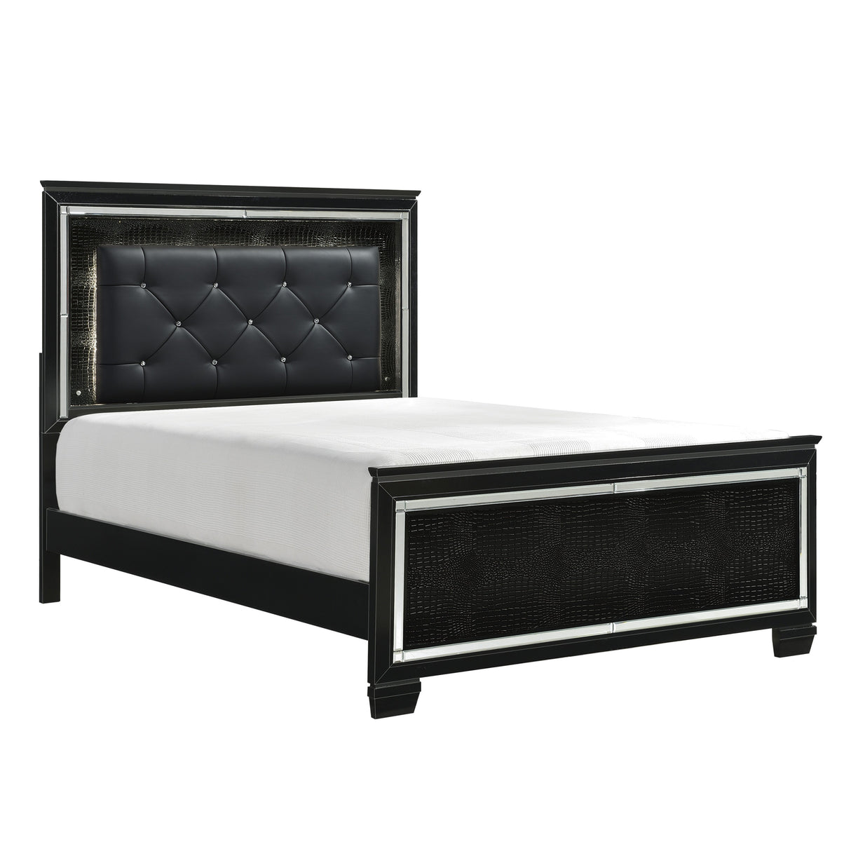 Allura Black California King LED Upholstered Panel Bed from Homelegance - Luna Furniture