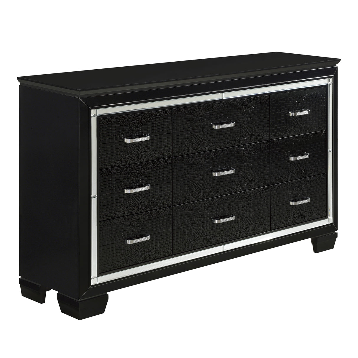 Allura Black Queen Bed, LED Lighting from Homelegance - Luna Furniture
