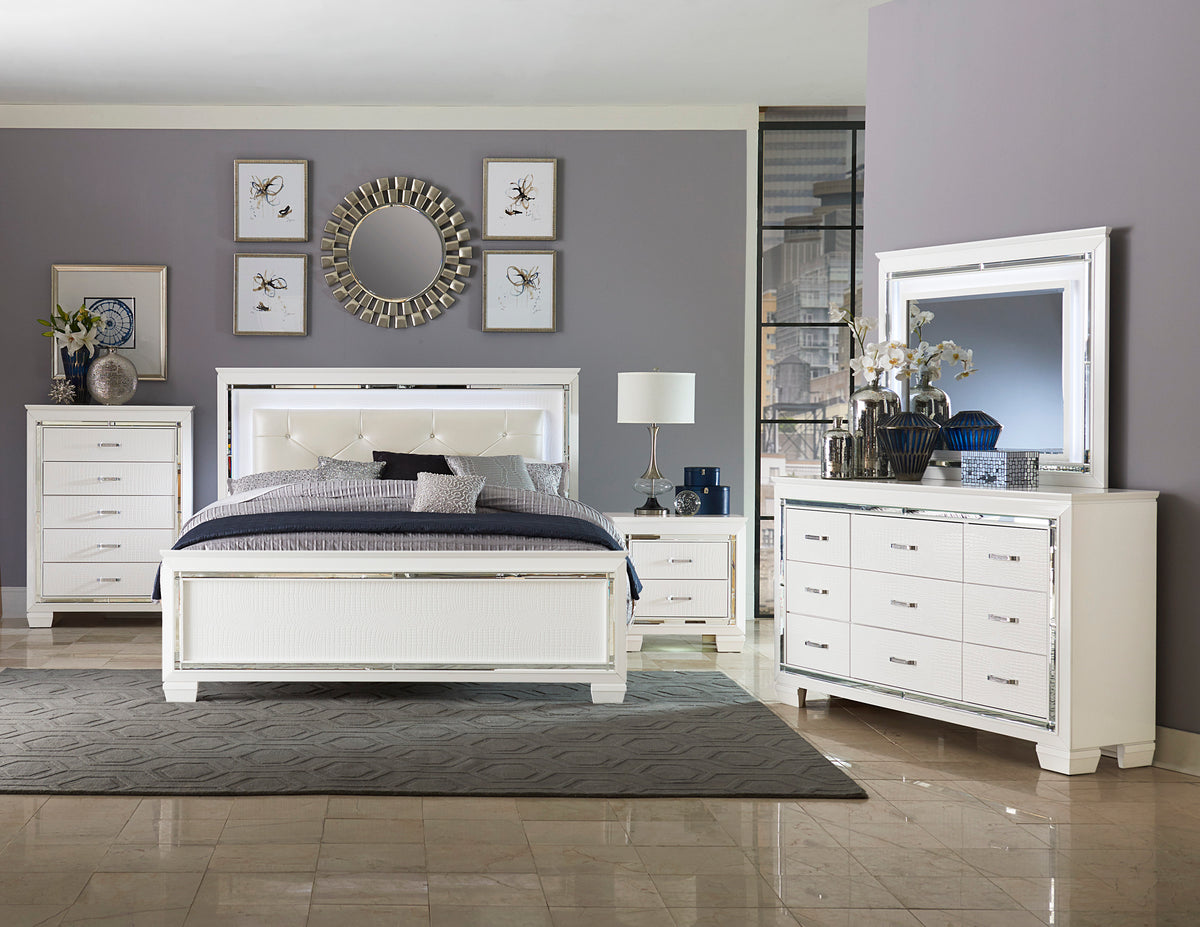 Allura Silver Eastern King Bed, LED Lighting