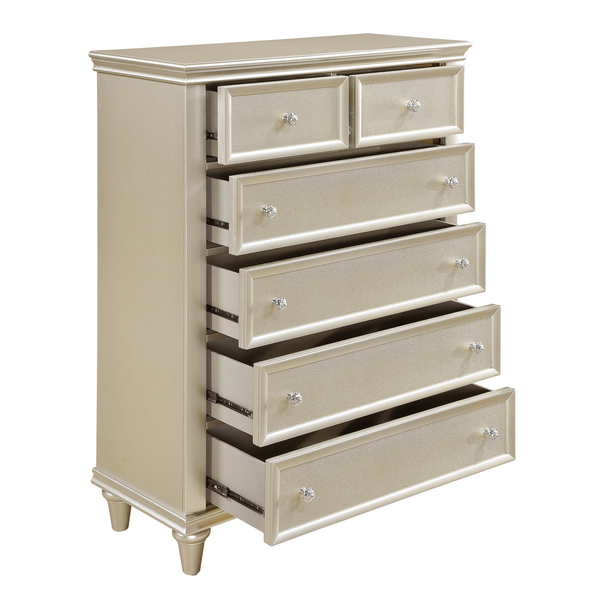 Celandine Silver 5-Piece Bedroom Set (Queen Bed, Nightstand, Dresser, Mirror, Chest) from Homelegance - Luna Furniture