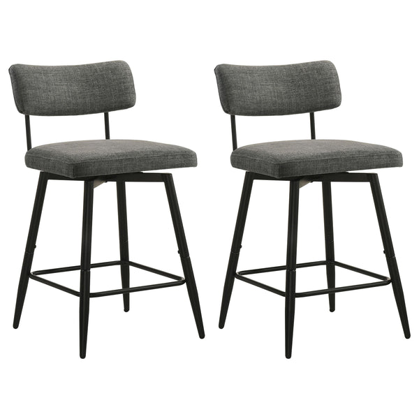 Levine Gray Fabric Upholstered Swivel Counter Chair, Set of 2