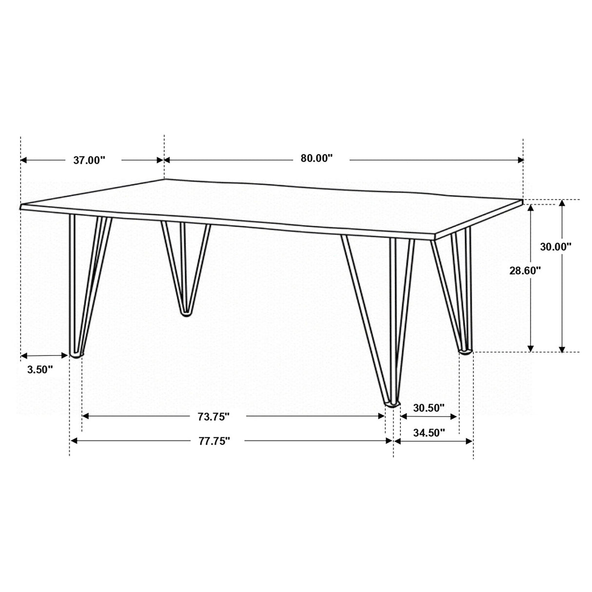 Neve Sheesham Gray and Gunmetal Live-edge Dining Table with Hairpin Legs from Coaster - Luna Furniture