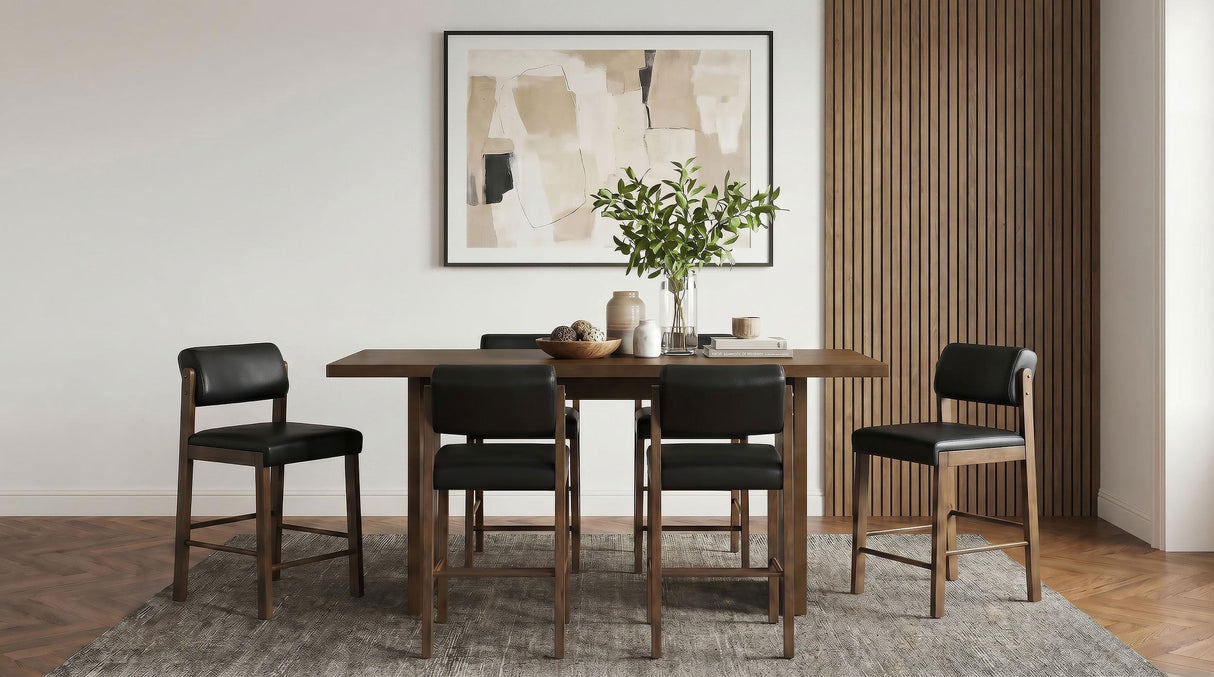 Kehoe Walnut / Black Upholstered Counter Height Chair, Set of 2 from Coaster - Luna Furniture