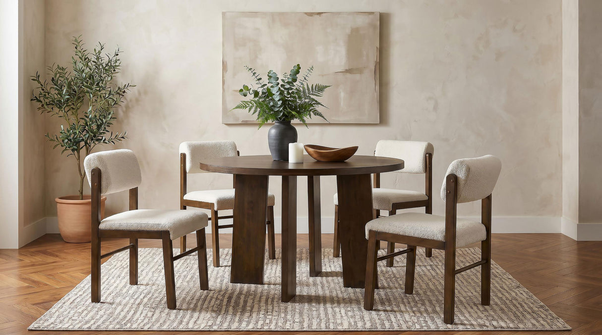 Kehoe Walnut/Cream Upholstered Dining Side Chair, Set of 2 from Coaster - Luna Furniture