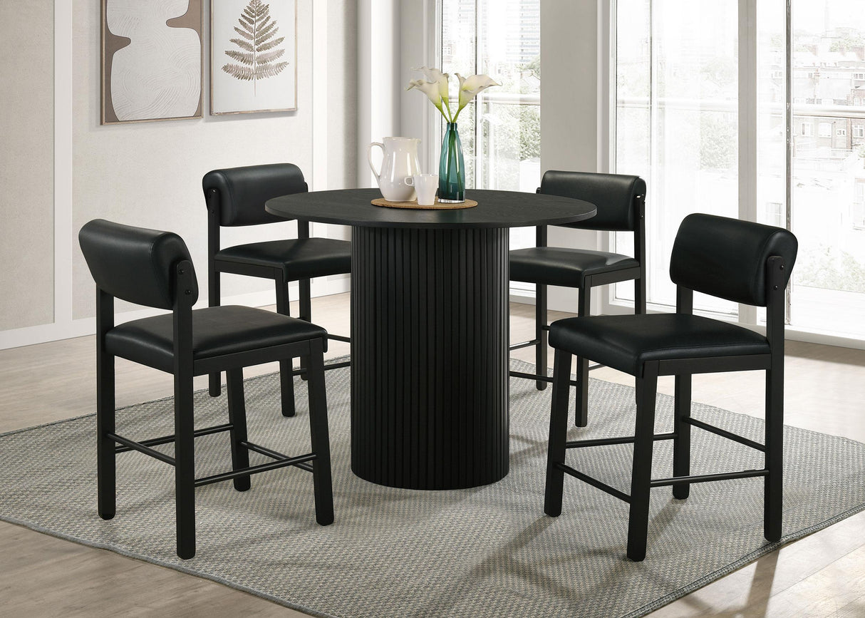 Hamlyn Black 43-inch Round Wood Counter Height Dining Table from Coaster - Luna Furniture