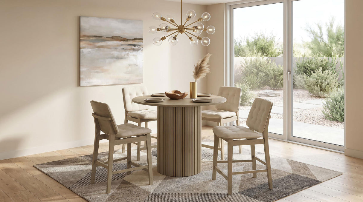 Hamlyn Natural Oak 43-inch Round Wood Counter Height Dining Table