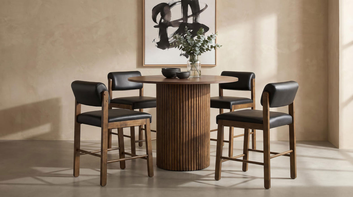 Hamlyn Walnut 43-inch Round Wood Counter Height Dining Table