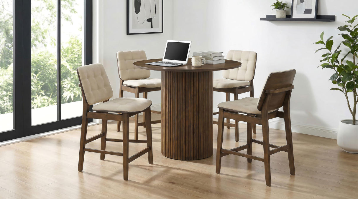 Hamlyn Walnut 43-inch Round Wood Counter Height Dining Table