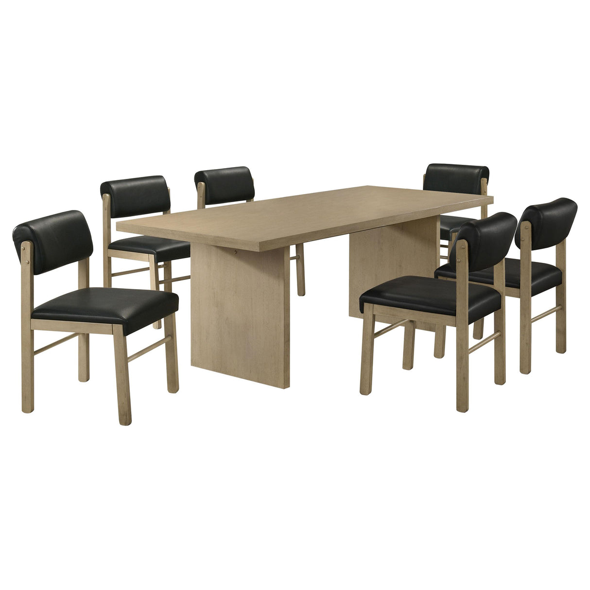 Decker Black and Natural Oak 7-piece 82-inch Rectangular Dining Set from Coaster - Luna Furniture
