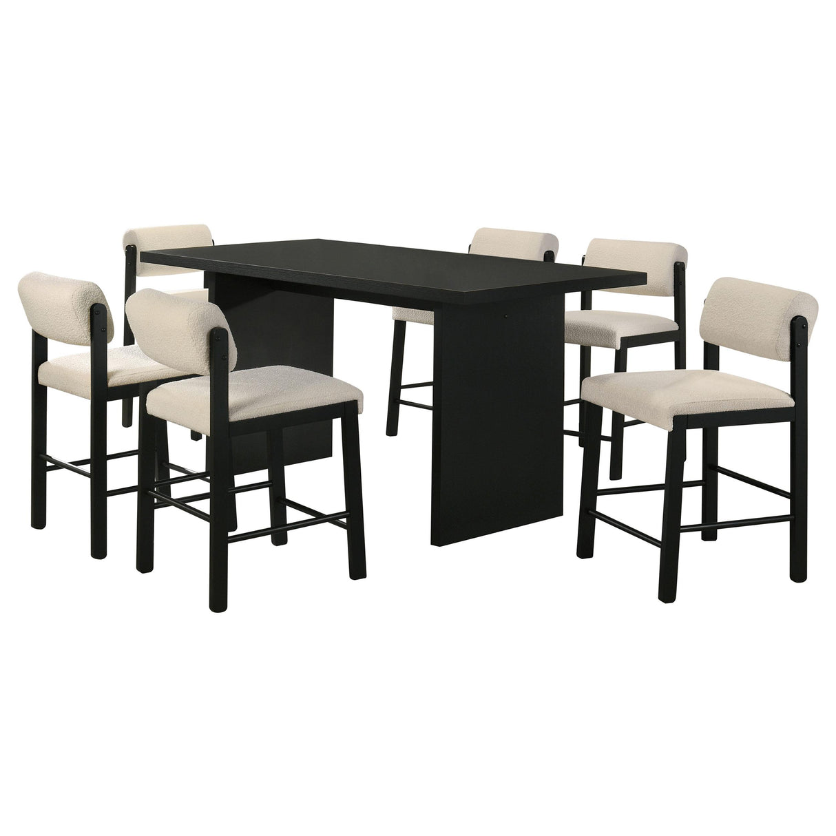 Decker Black / Cream 7-piece 70-inch Rectangular Counter Height Dining Set from Coaster - Luna Furniture