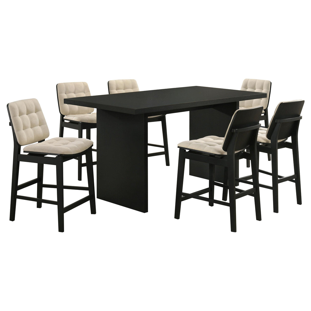 Decker Black / Cream 7-piece 70-inch Rectangular Counter Height Dining Set from Coaster - Luna Furniture