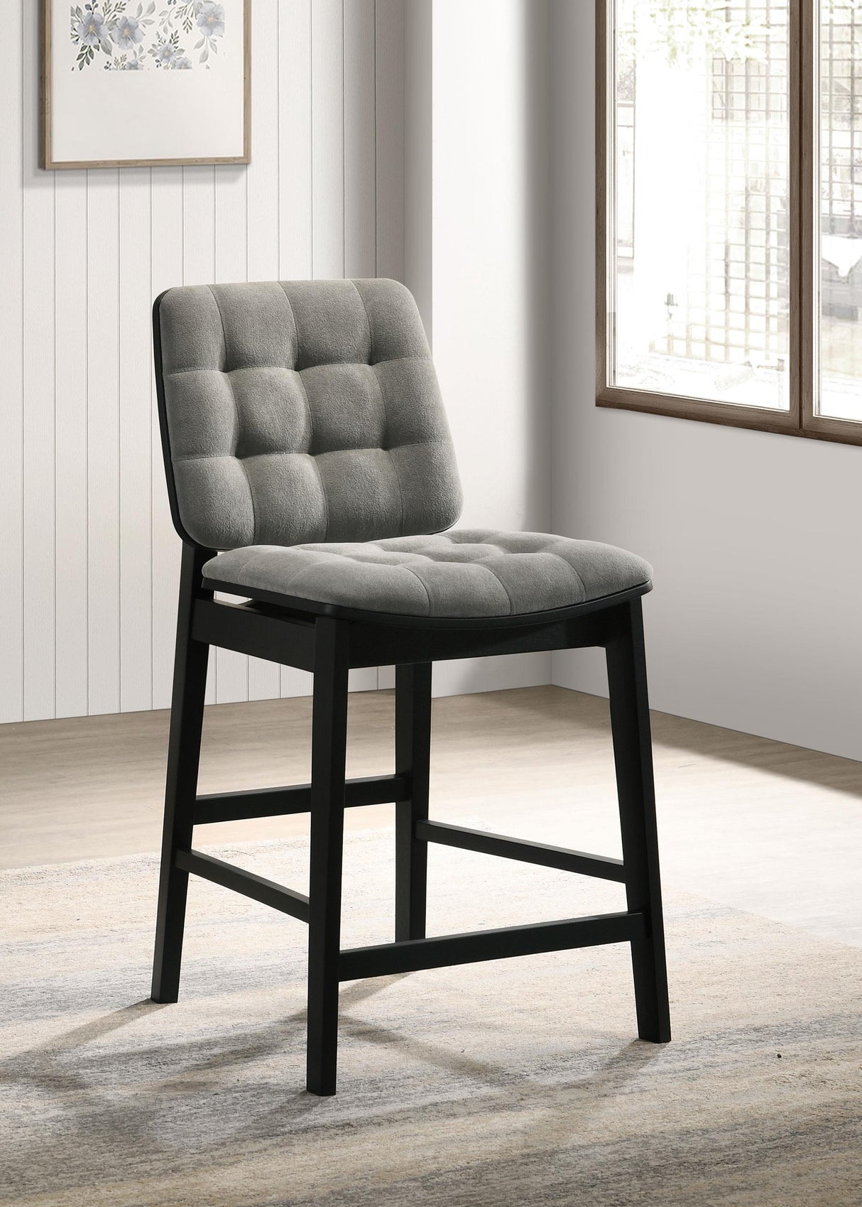 Redbridge Black / Gray Velvet Upholstered Counter Chair, Set of 2 from Coaster - Luna Furniture
