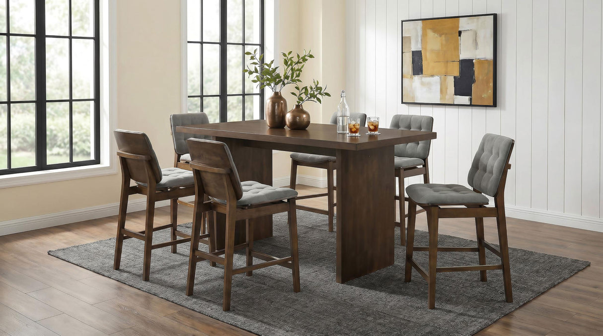 Redbridge Walnut / Gray Velvet Upholstered Counter Chair, Set of 2 from Coaster - Luna Furniture