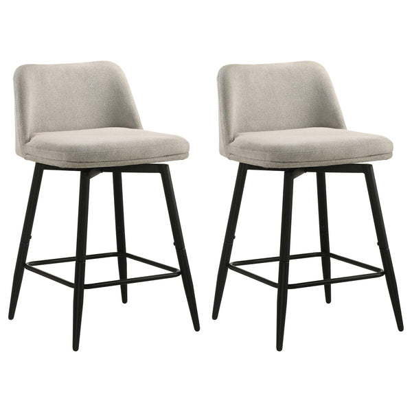 Mellor Slate Brown Fabric Upholstered Swivel Counter Chair, Set of 2