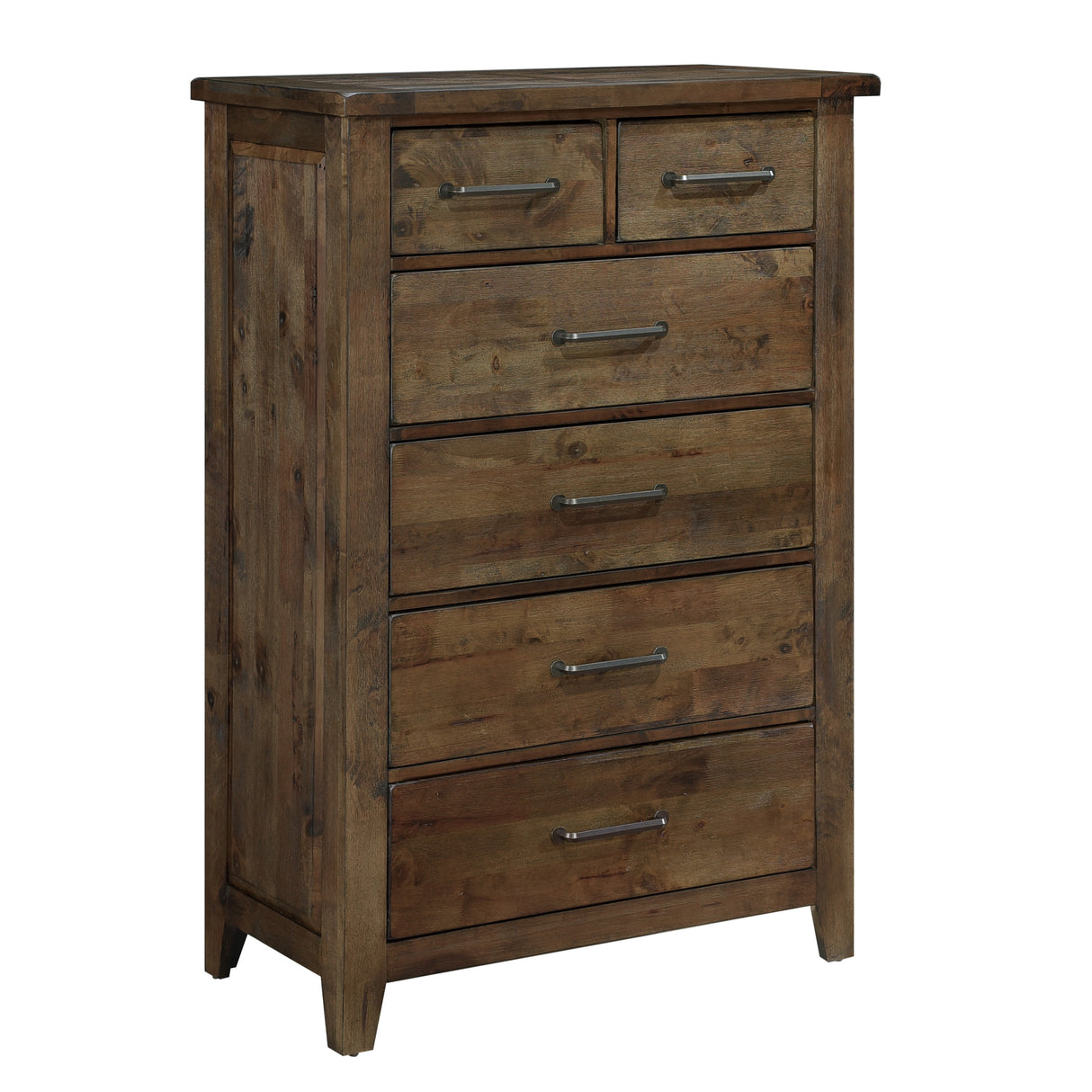 Jerrick Burnished Brown 4-Piece Queen Sleigh Storage Platform Bedroom Set (Queen Bed, Nightstand, Dresser, Mirror) from Homelegance - Luna Furniture