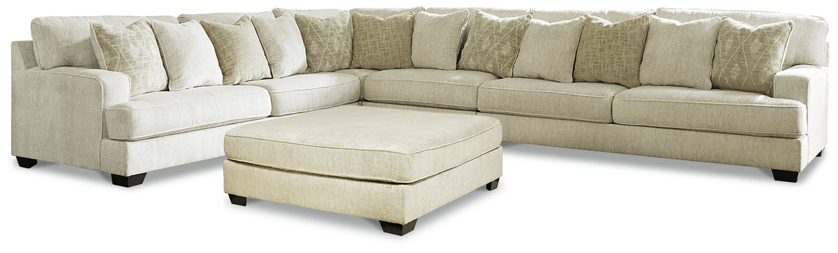 Rawcliffe Parchment 4-Piece Sectional with Ottoman from Ashley Furniture - Luna Furniture