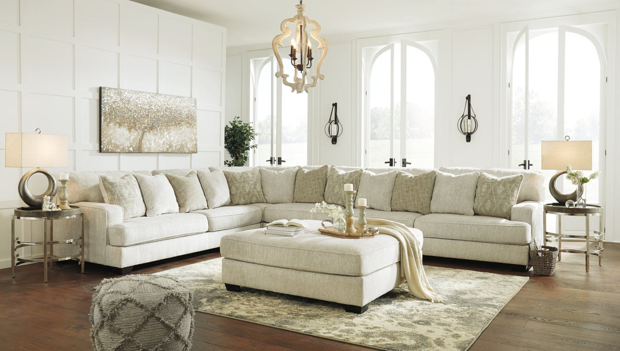 Rawcliffe Parchment 4-Piece Sectional with Ottoman from Ashley Furniture - Luna Furniture