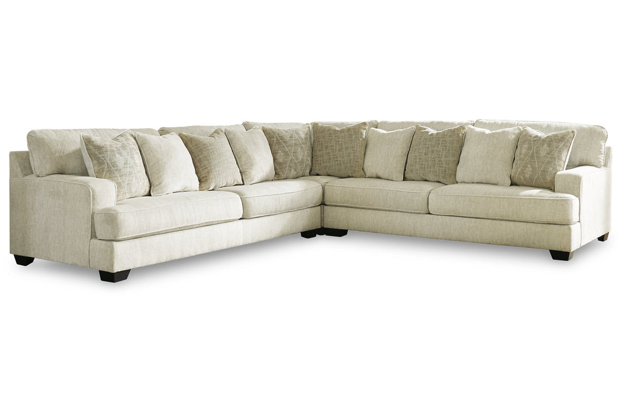 Rawcliffe Parchment 3-Piece Sectional with Ottoman from Ashley - Luna Furniture