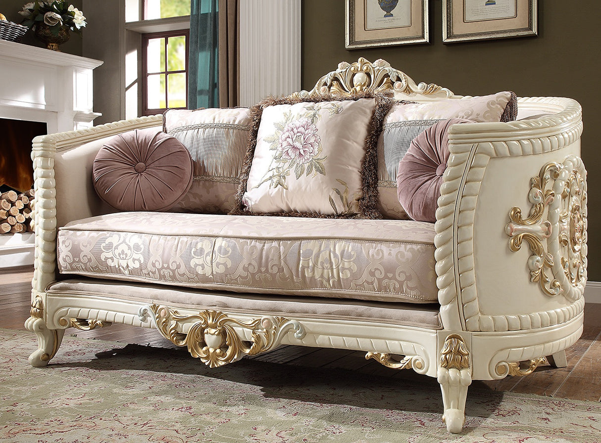 HD-2011 Newberry Li Cream/Metallic Gold Details Loveseat from Homey Design - Luna Furniture