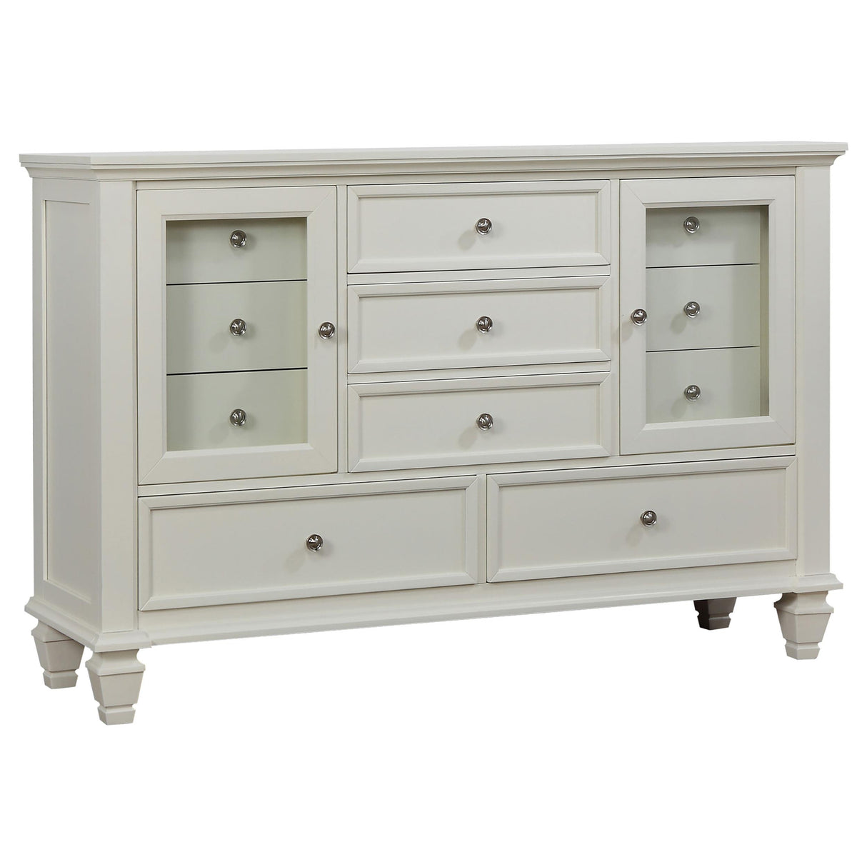 Sandy Beach White 4-Piece Eastern King Storage Bedroom Set with Sleigh Headboard from Coaster - Luna Furniture