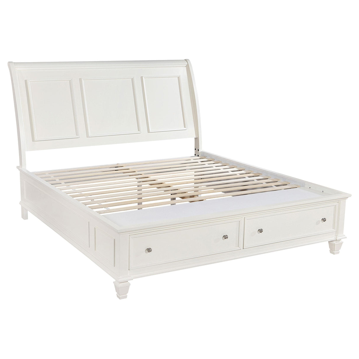 Sandy Beach White 5-Piece Eastern King Storage Bedroom Set with Sleigh Headboard from Coaster - Luna Furniture