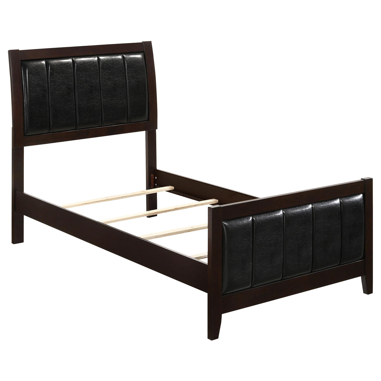 Carlton Cappuccino and Black 4-Piece Twin Upholstered Bedroom Set from Coaster - Luna Furniture
