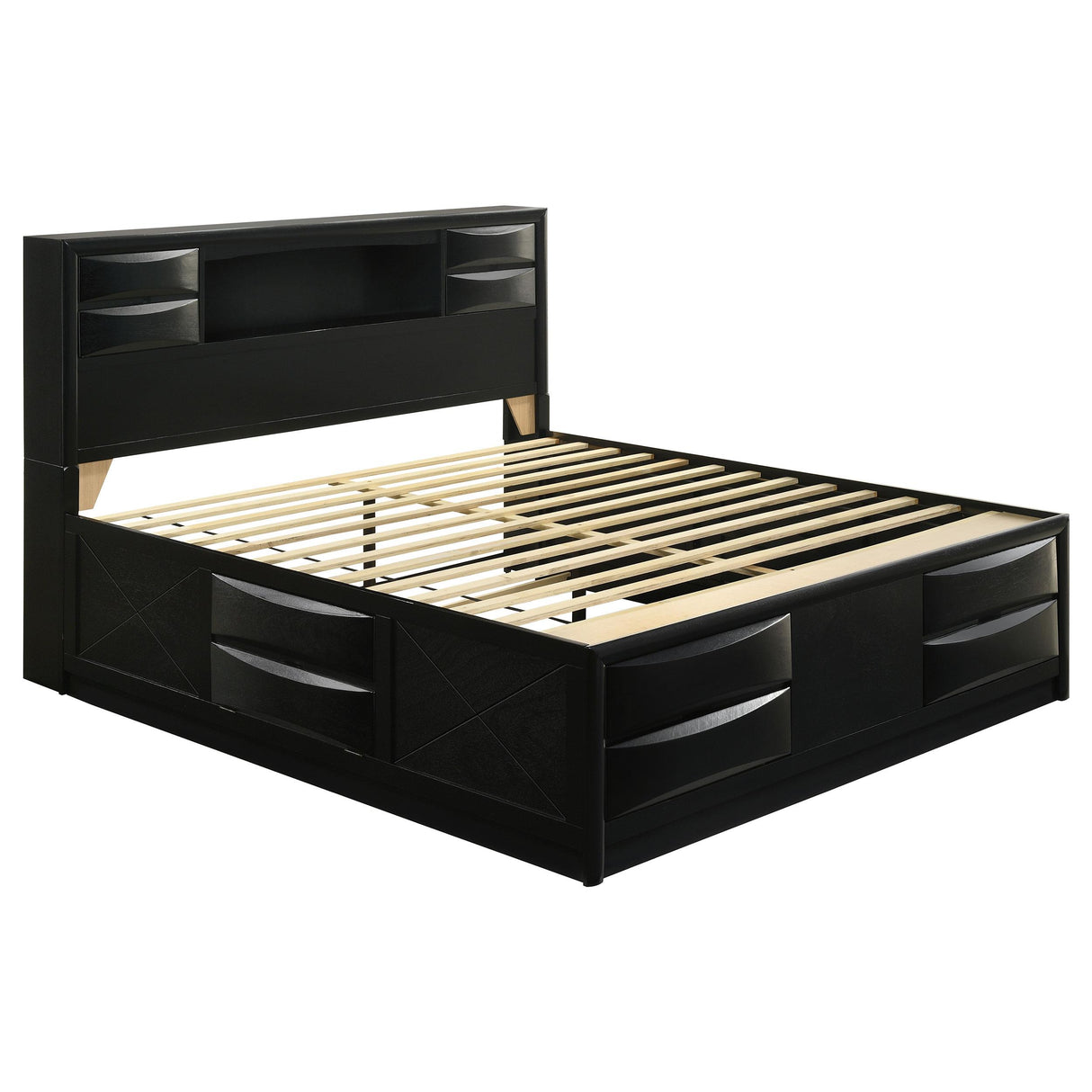 Briana Black 5-Piece Eastern King Storage Bedroom Set with Bookcase Headboard from Coaster - Luna Furniture