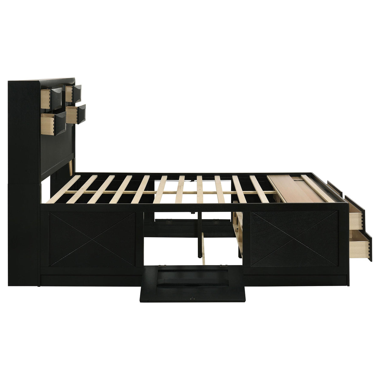 Briana Black 5-Piece Eastern King Storage Bedroom Set with Bookcase Headboard from Coaster - Luna Furniture