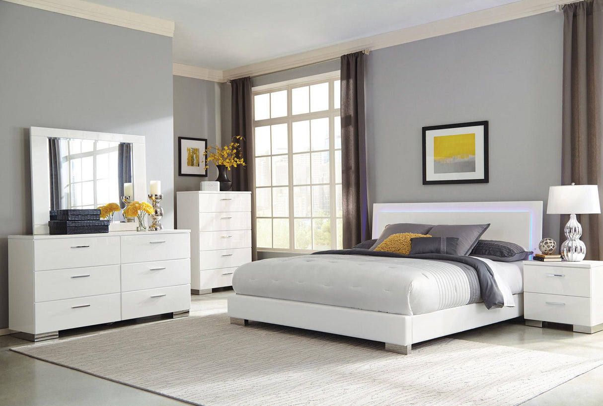 Felicity Glossy White Rectangle Dresser Mirror (Mirror Only) from Coaster - Luna Furniture