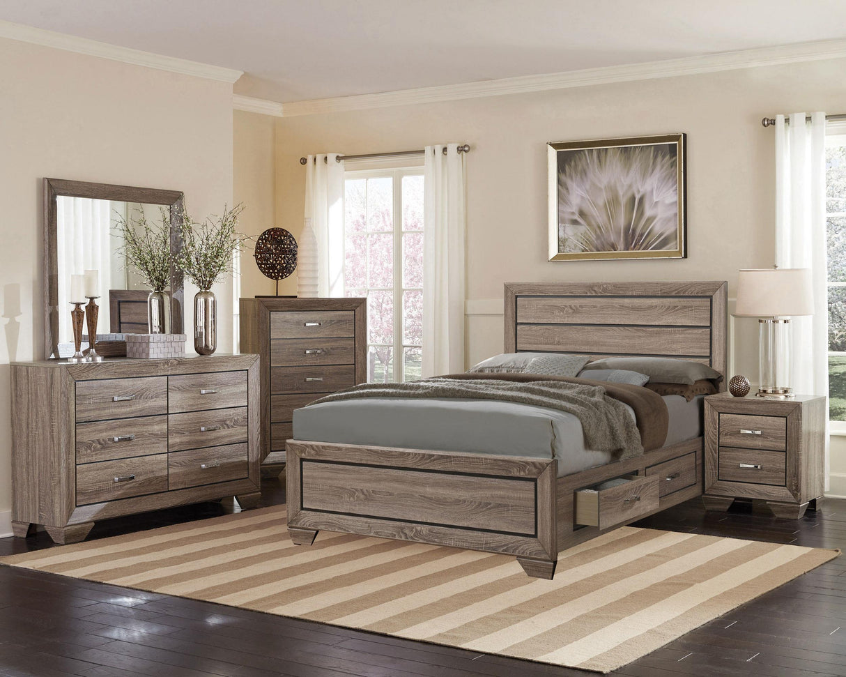 Kauffman Washed Taupe California King Storage Bed from Coaster - Luna Furniture