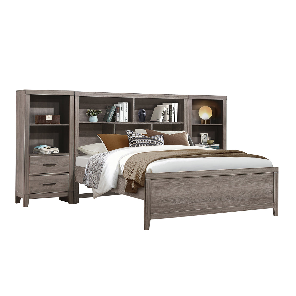 Woodrow Brownish Gray 4-Piece Youth Bedroom Set (Twin Bed, Nightstand, Dresser, Mirror) from Homelegance - Luna Furniture