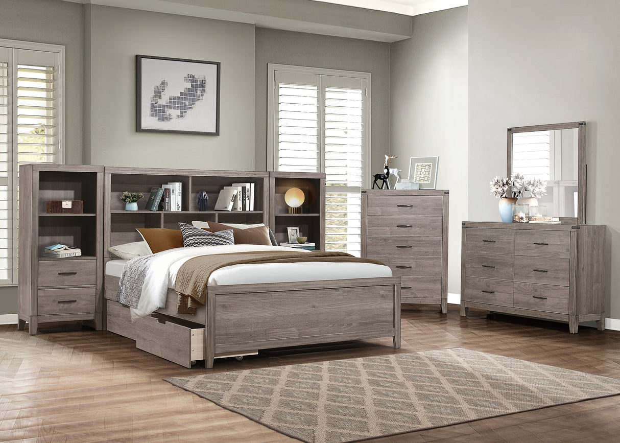Woodrow Brownish Gray 4-Piece Youth Bedroom Set (Twin Bed, Nightstand, Dresser, Mirror) from Homelegance - Luna Furniture