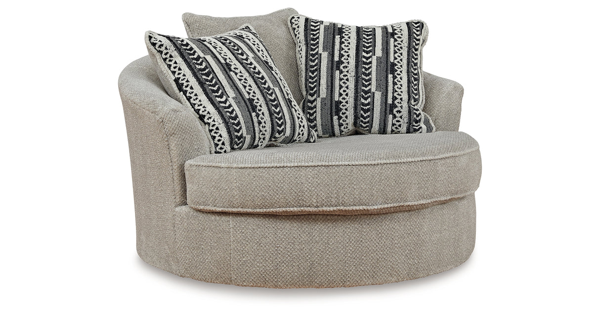 Calnita Sisal Oversized Swivel Chair and Ottoman from Ashley Furniture - Luna Furniture